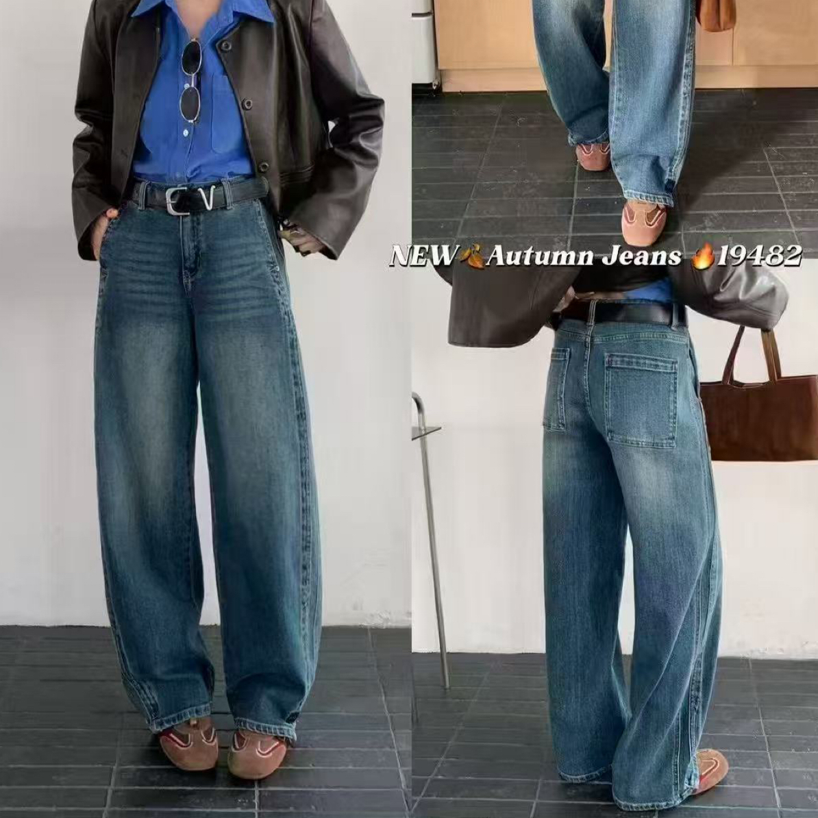 深圳南油经典复古洗水细斜纹牛仔裤14820