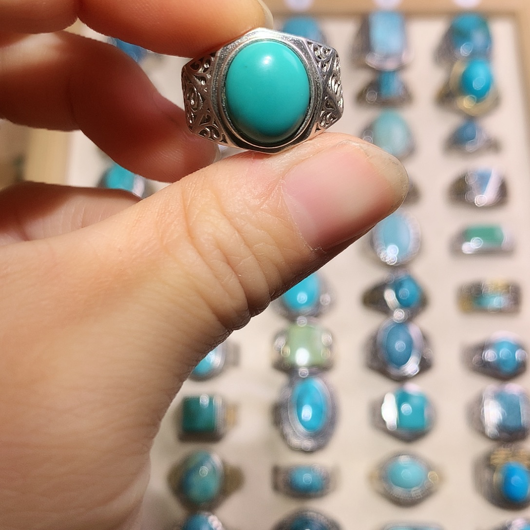 绿松石银S925镶嵌挂件