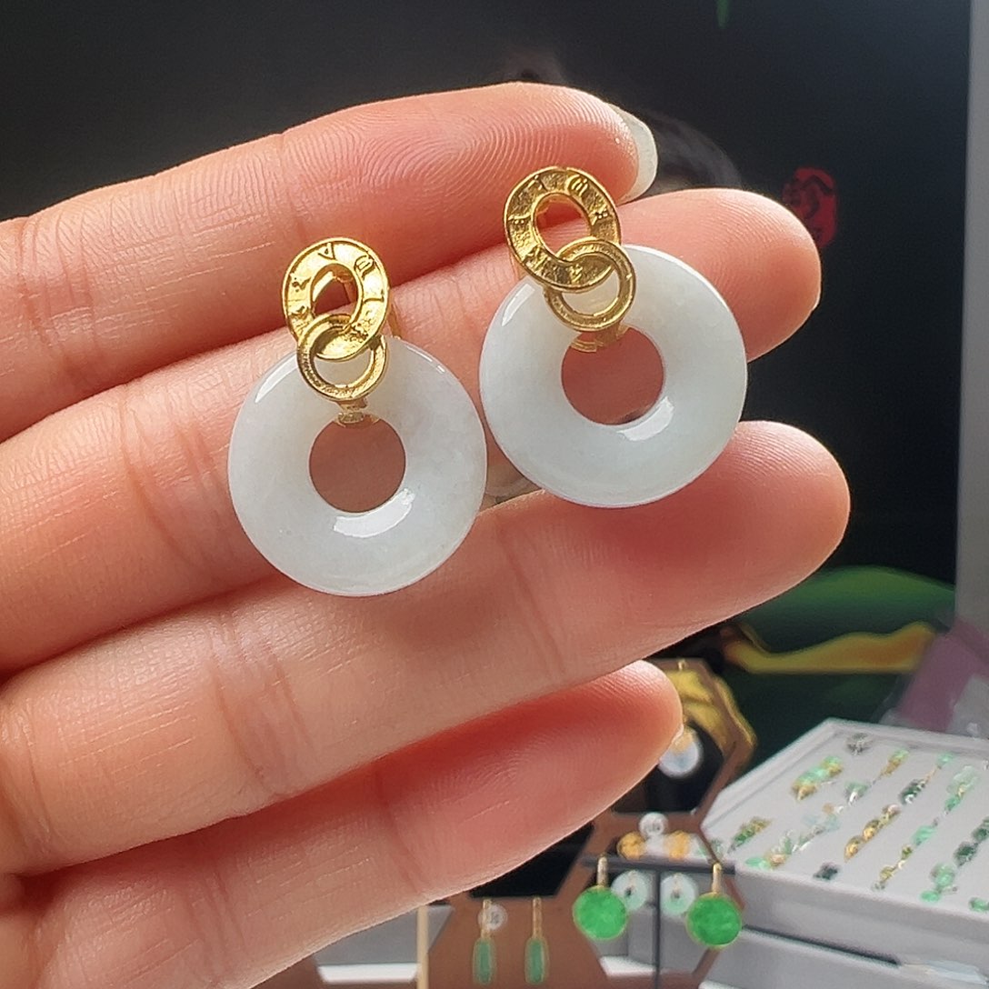 银S925镶嵌翡翠耳饰