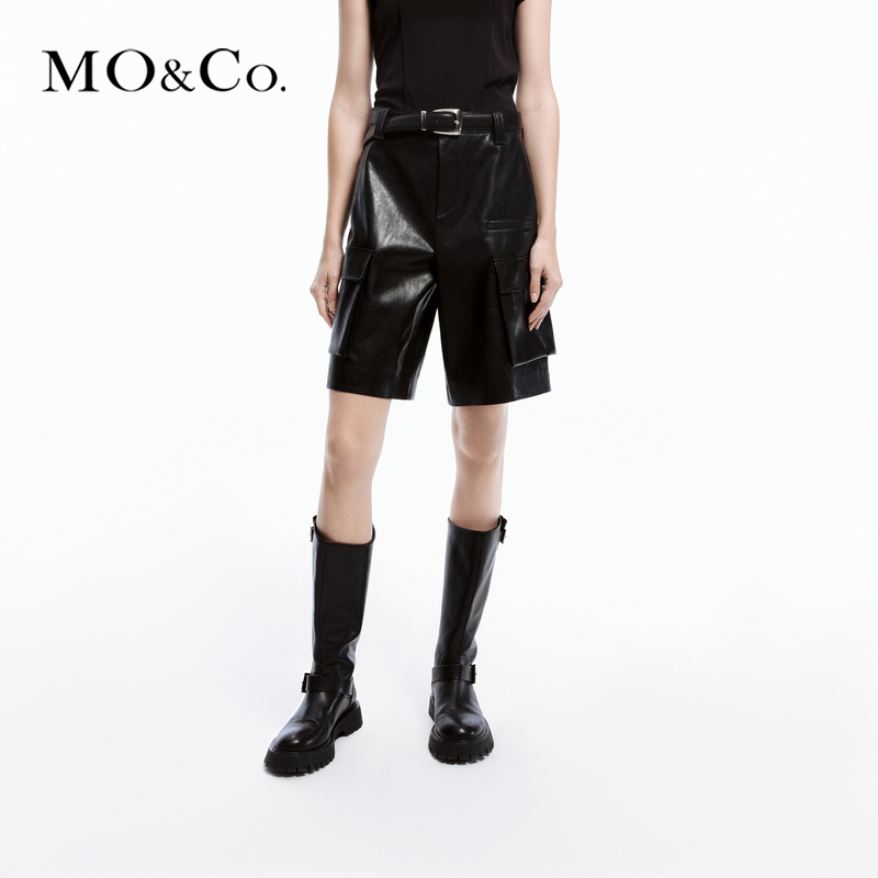 【维维专属】MOCO春PU皮素皮工装立体口袋中腰短裤MBD1SOTT03