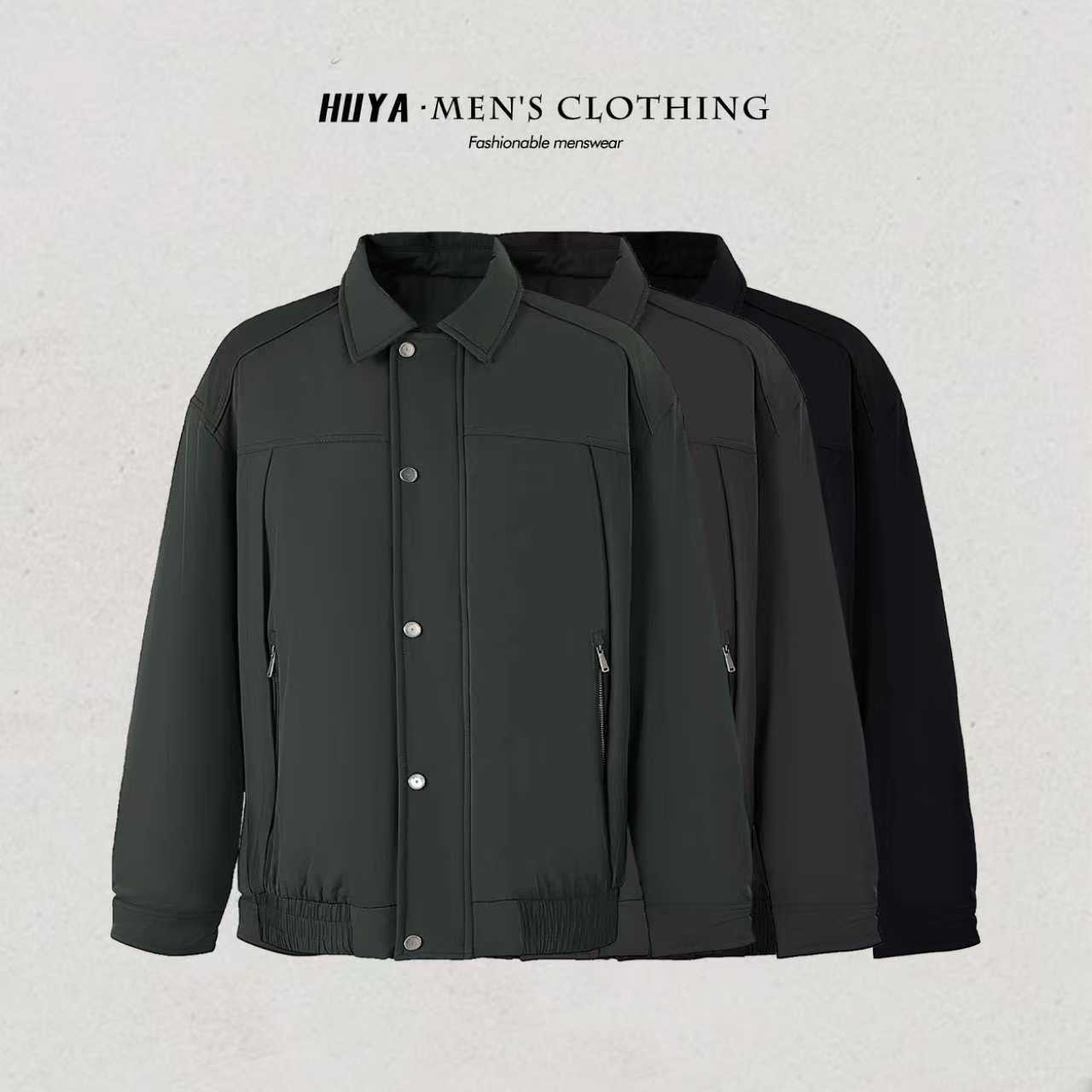 虎牙兄弟冬季复古美式工装翻领外套休闲加厚保暖纽扣棉服男 C3619