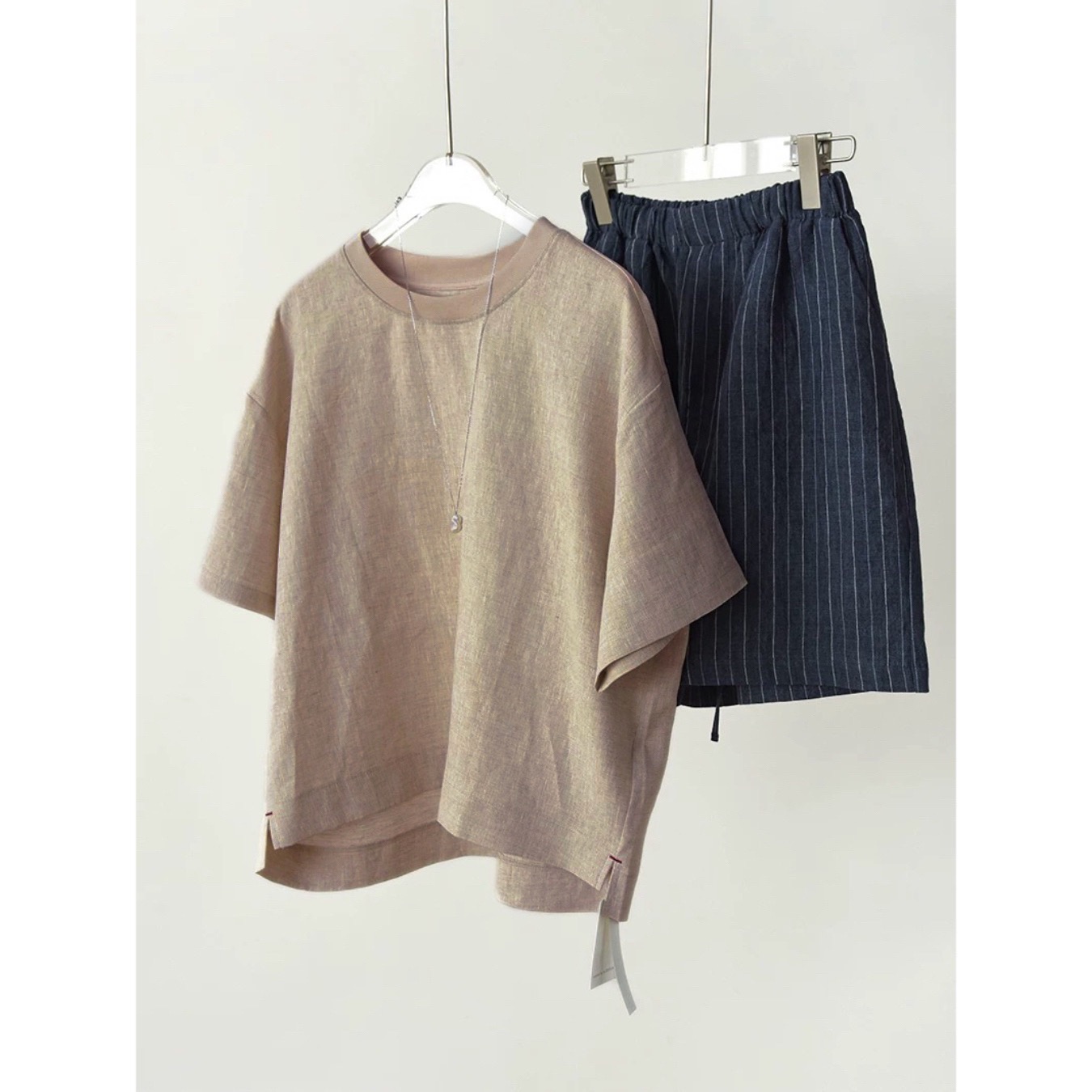 女式色织汉麻短袖t恤上衣打底衫25年春夏新品