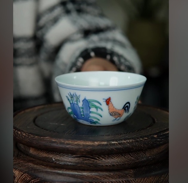 景德镇国营好瓷推荐官青花斗彩鸡缸杯212