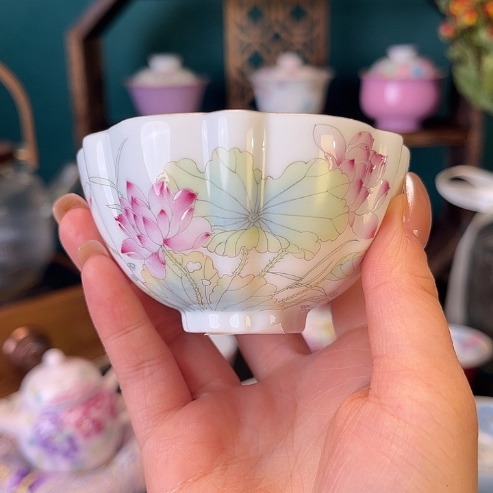 陶摆件景德镇陶瓷茶杯手绘