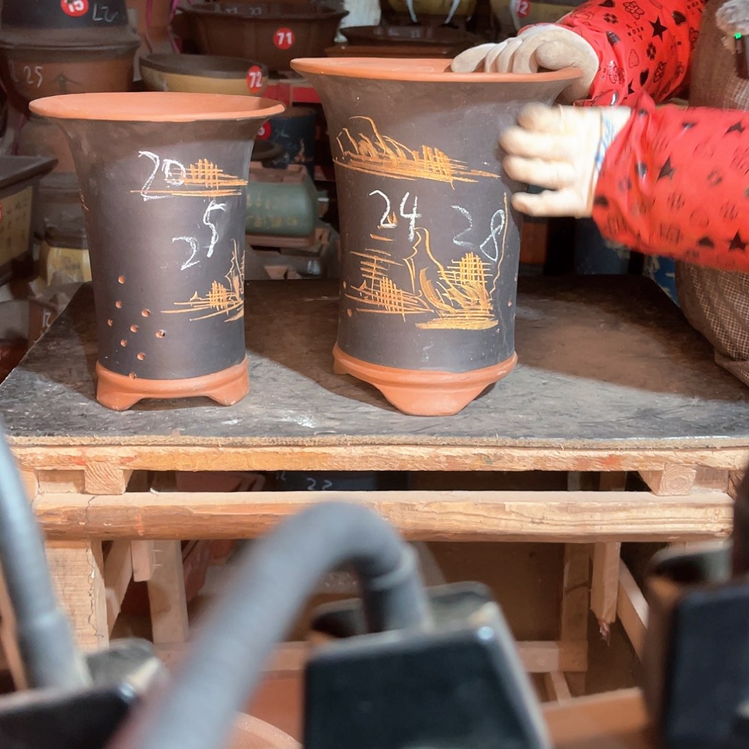 紫砂花盆高兰花盆两个