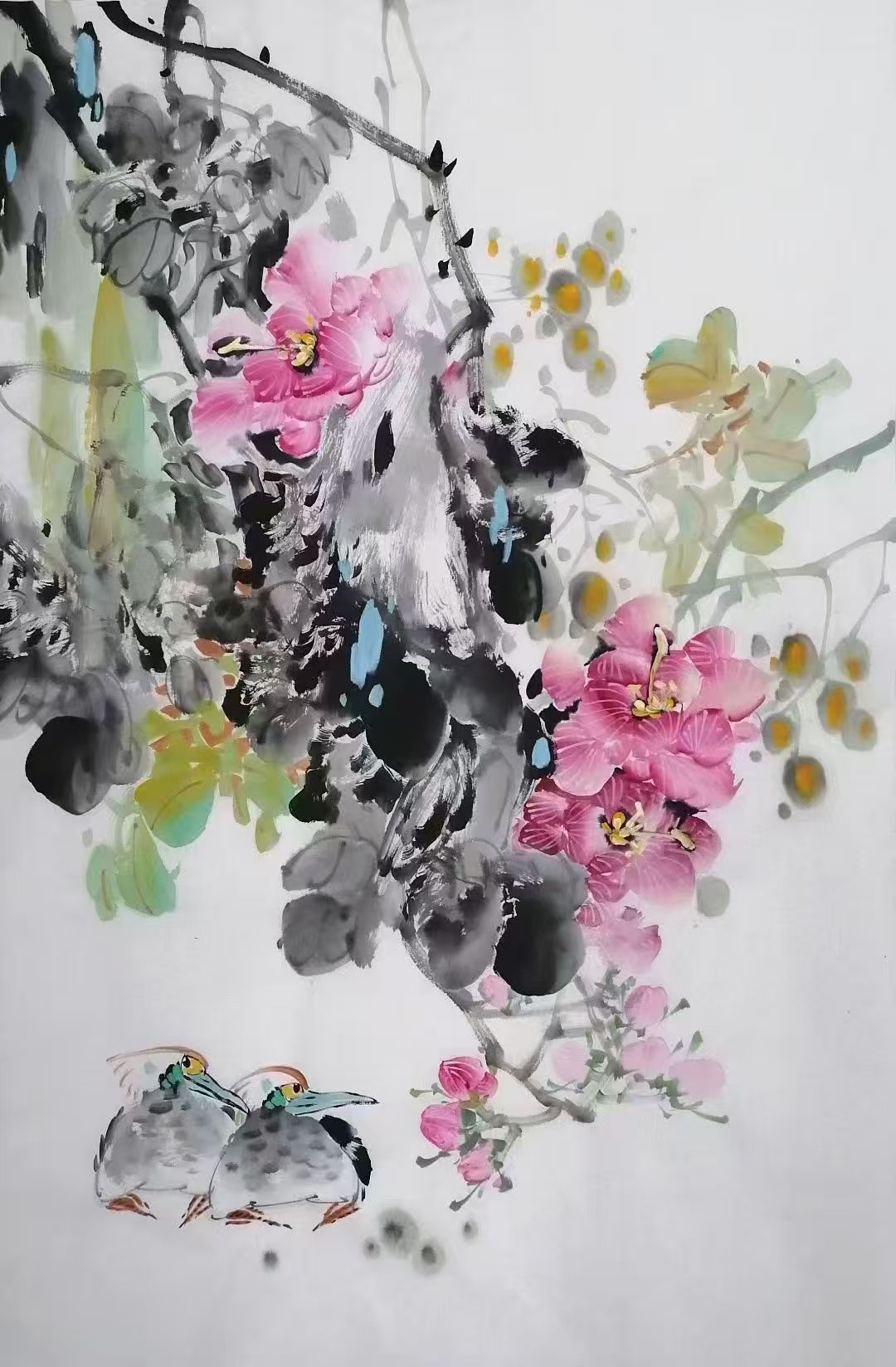 国画富贵吉祥50x50cm适合客厅过道餐厅装饰