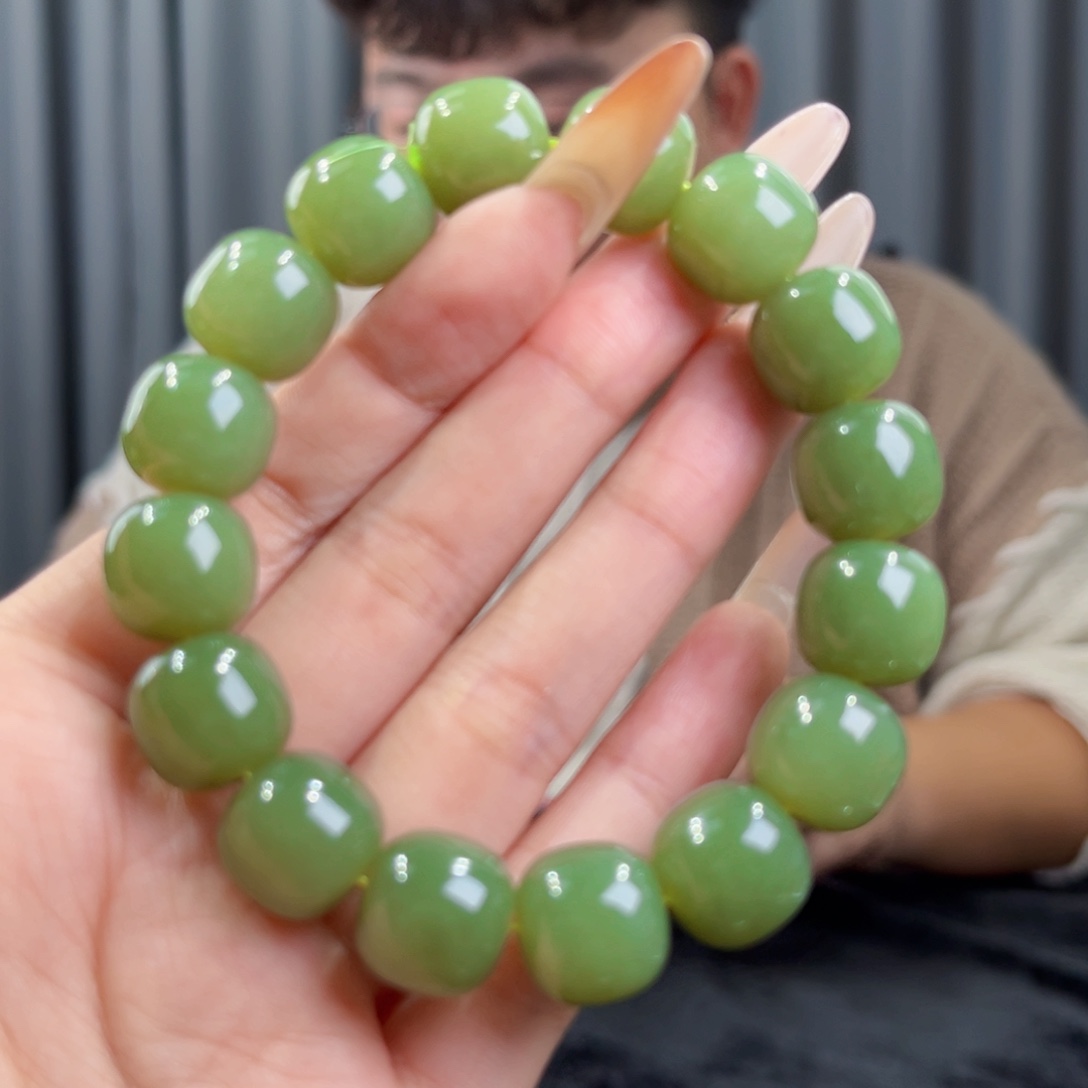 和田玉未镶嵌手串天然和田玉新疆若羌青黄口手串14