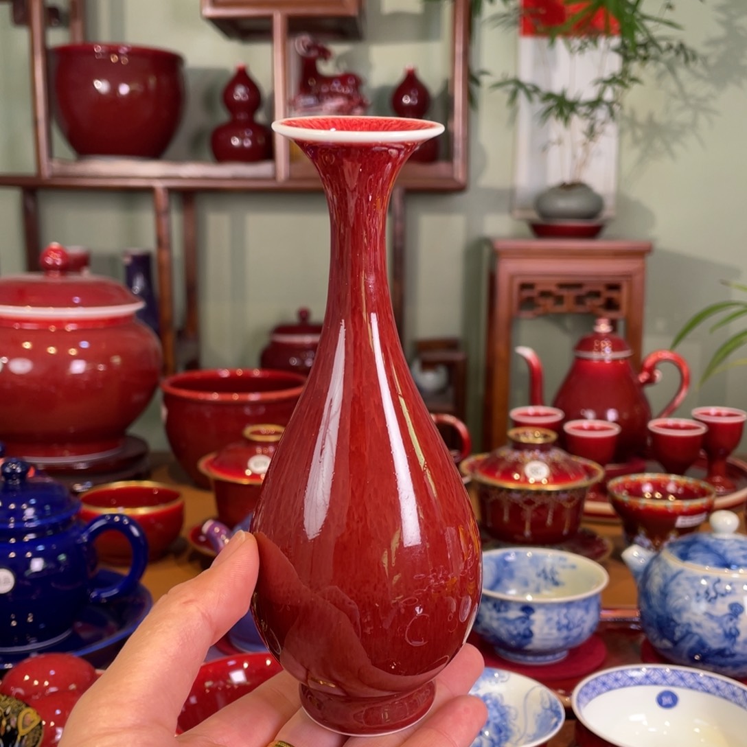 清欢雅玩原矿郎红福利花瓶