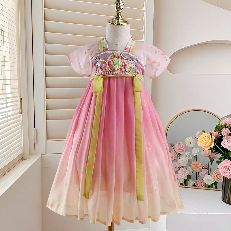 【月兔】短袖女童汉服夏季中国风超仙女古风小女孩仙气汉服襦裙