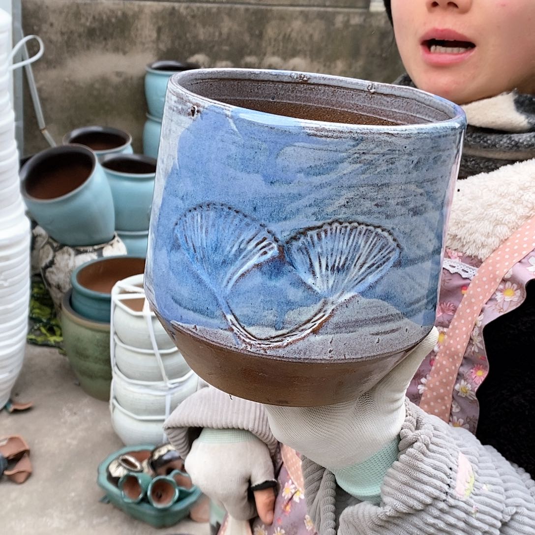 紫砂花盆瑕疵口17高17