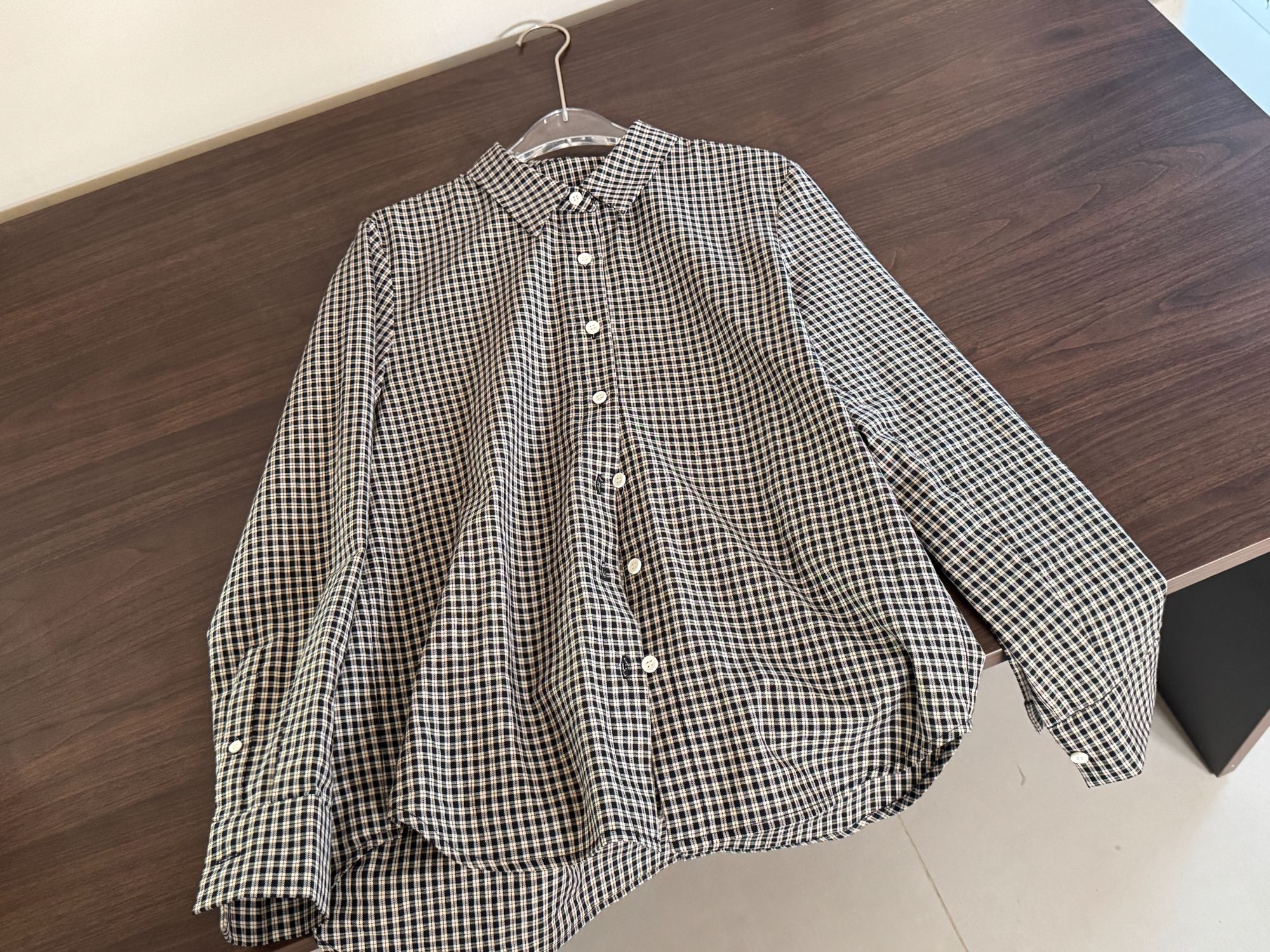 【全棉格纹衬衫】女装新款斜纹长袖格纹女士梭织中长衬衫百搭