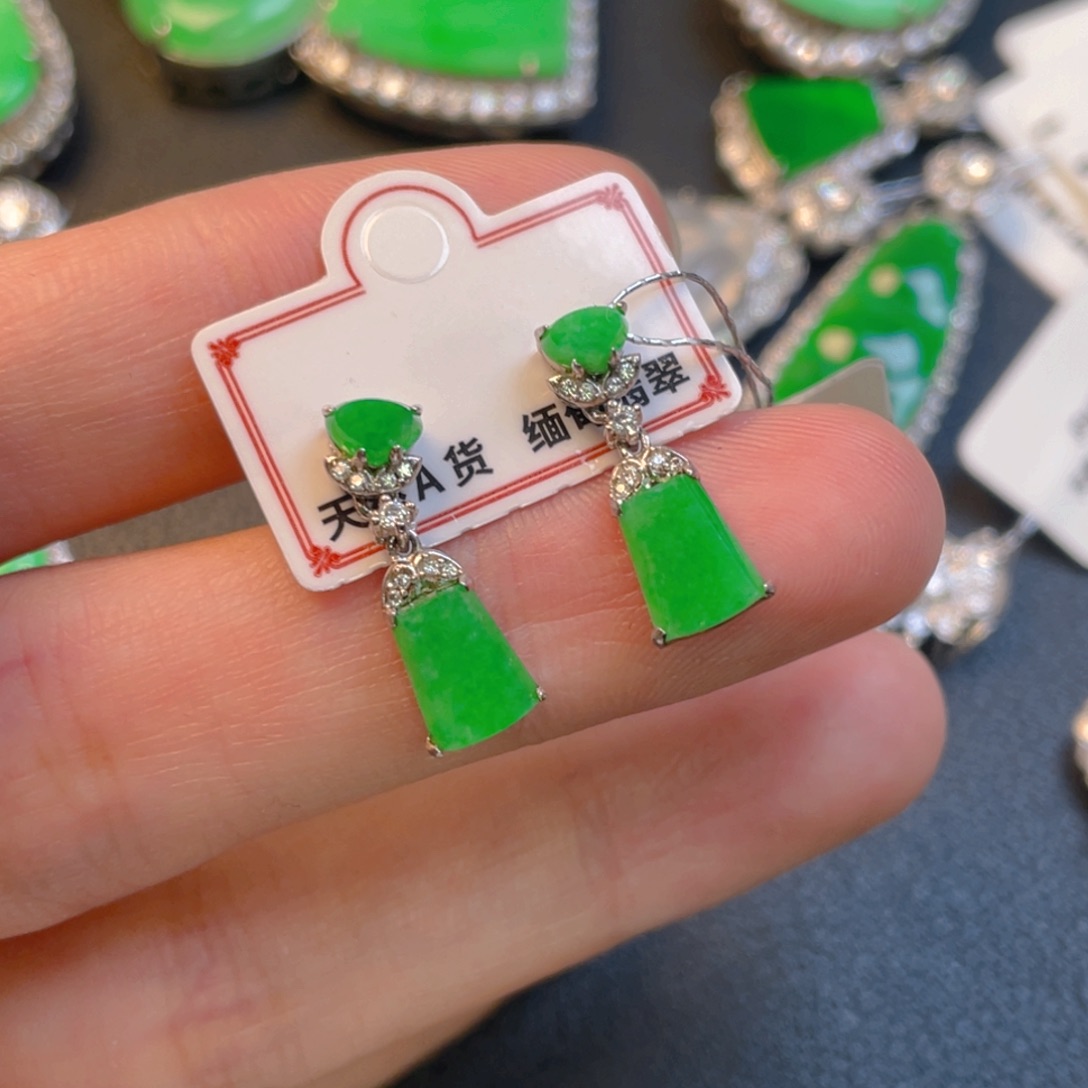 翡翠银S925镶嵌吊坠(不含链)耳坠