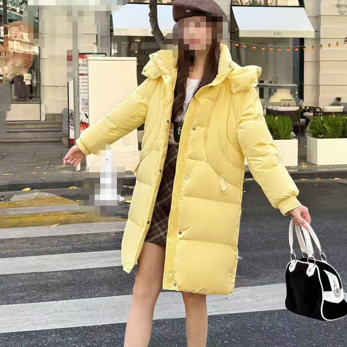 衣道馆女装女冬加厚奶黄情侣连帽休闲潮流中长款厚款宽松女款