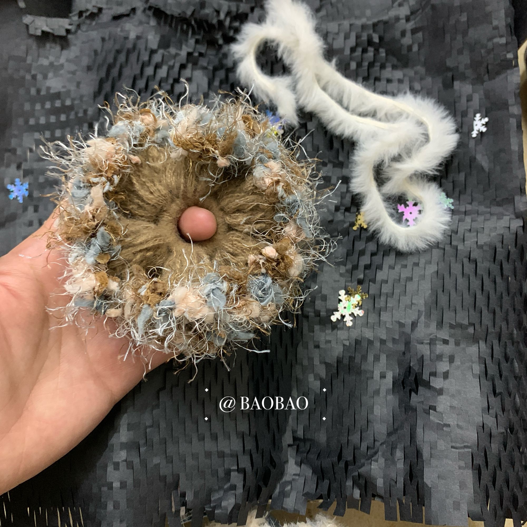 秋冬温柔拼色毛线针织儿童大肠发圈女可爱绝美头饰扎头发发绳新款