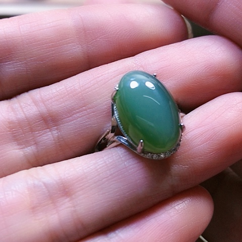 和田玉戒指银S925镶嵌