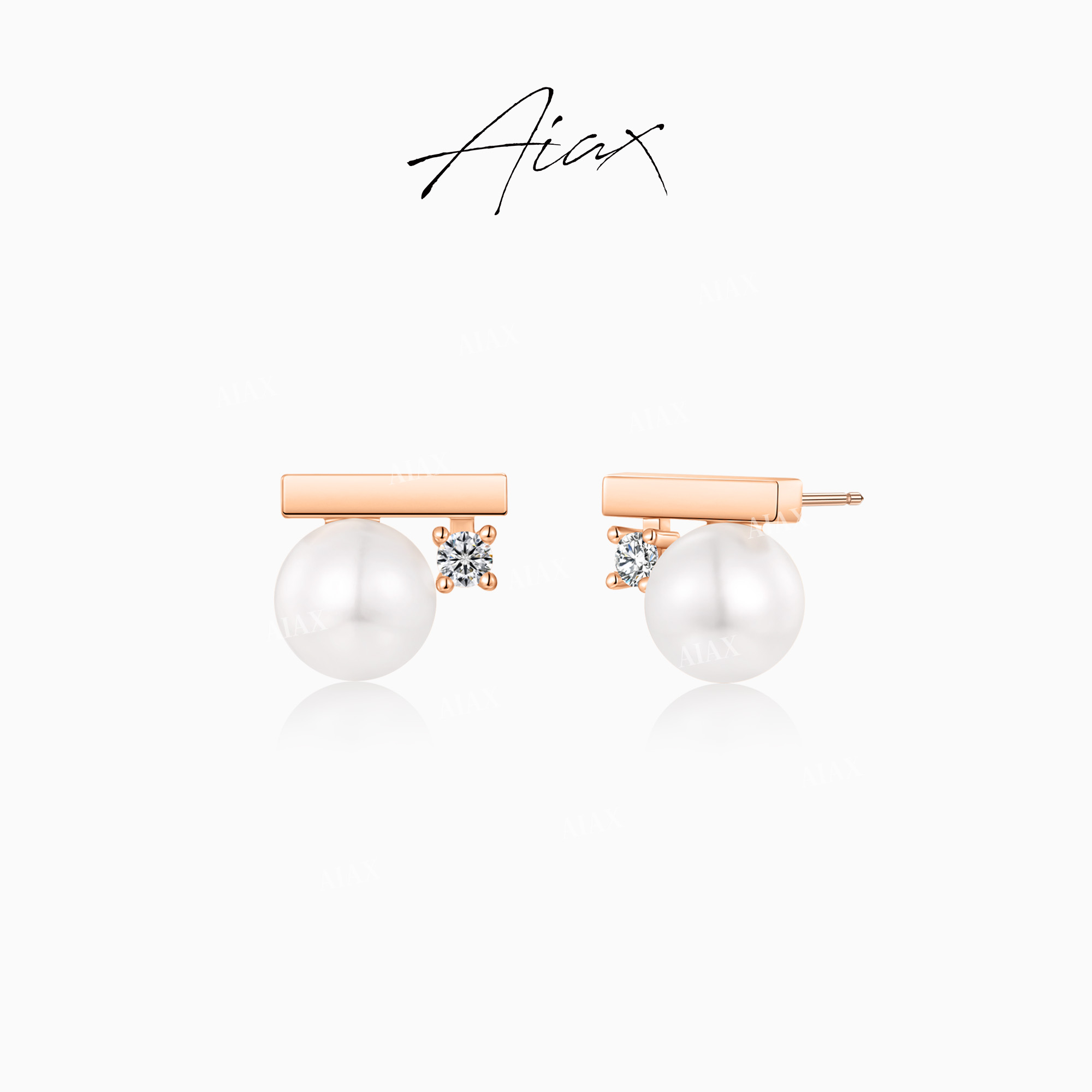 AIAX  镀K金 轻奢气质时尚百搭平衡木珠珠耳环TSL1367