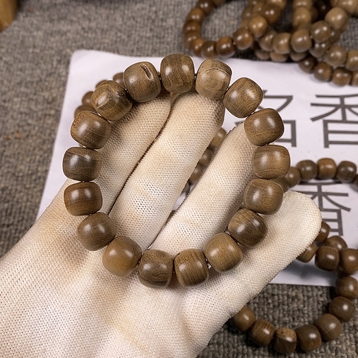檀香木手串/手链老山檀香阴沉横纹12/13沉水瑕疵珠