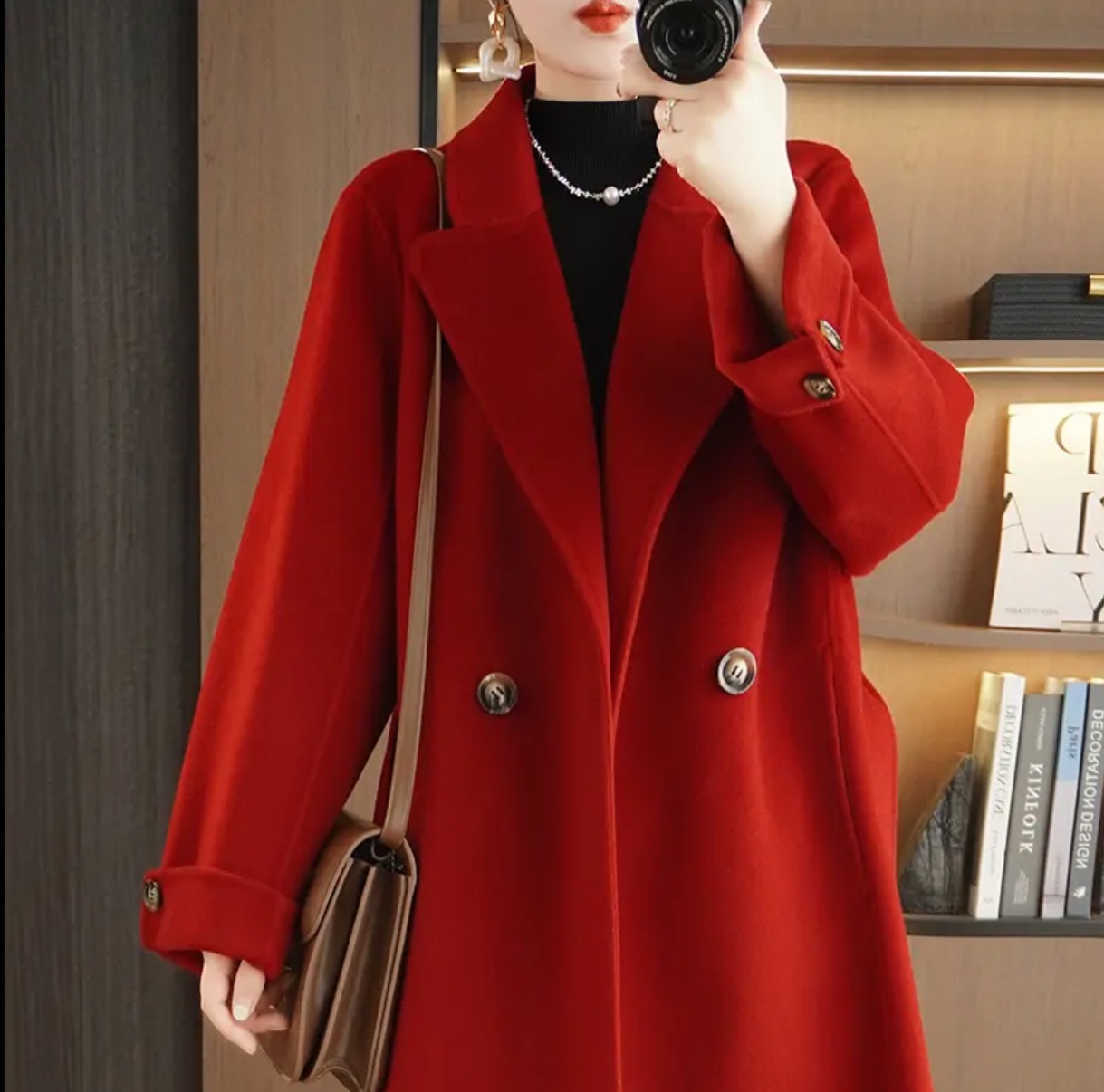 亏品【一生一件羊毛大衣】长款高定款高领羊毛大衣气质时尚9912