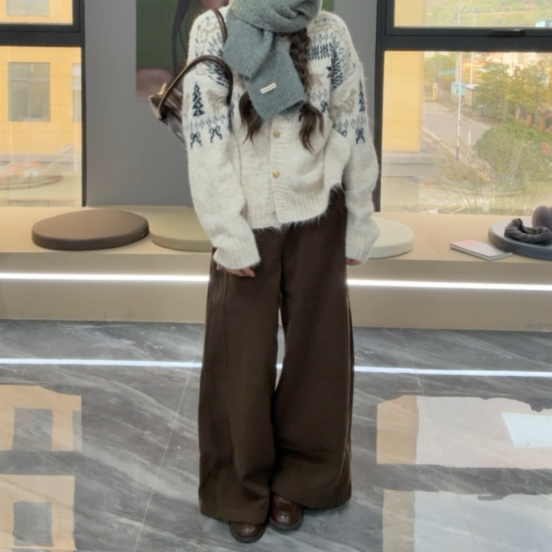【薄绒线条裤】南方bi入款！抓毛薄绒阔腿裤 休闲松弛感秋冬款