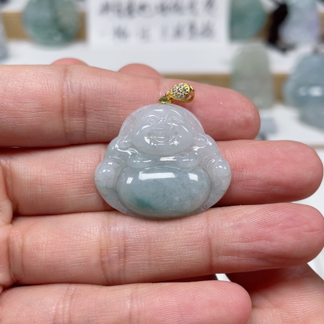 翡翠颈饰未镶嵌天然翡翠A货佛公77号