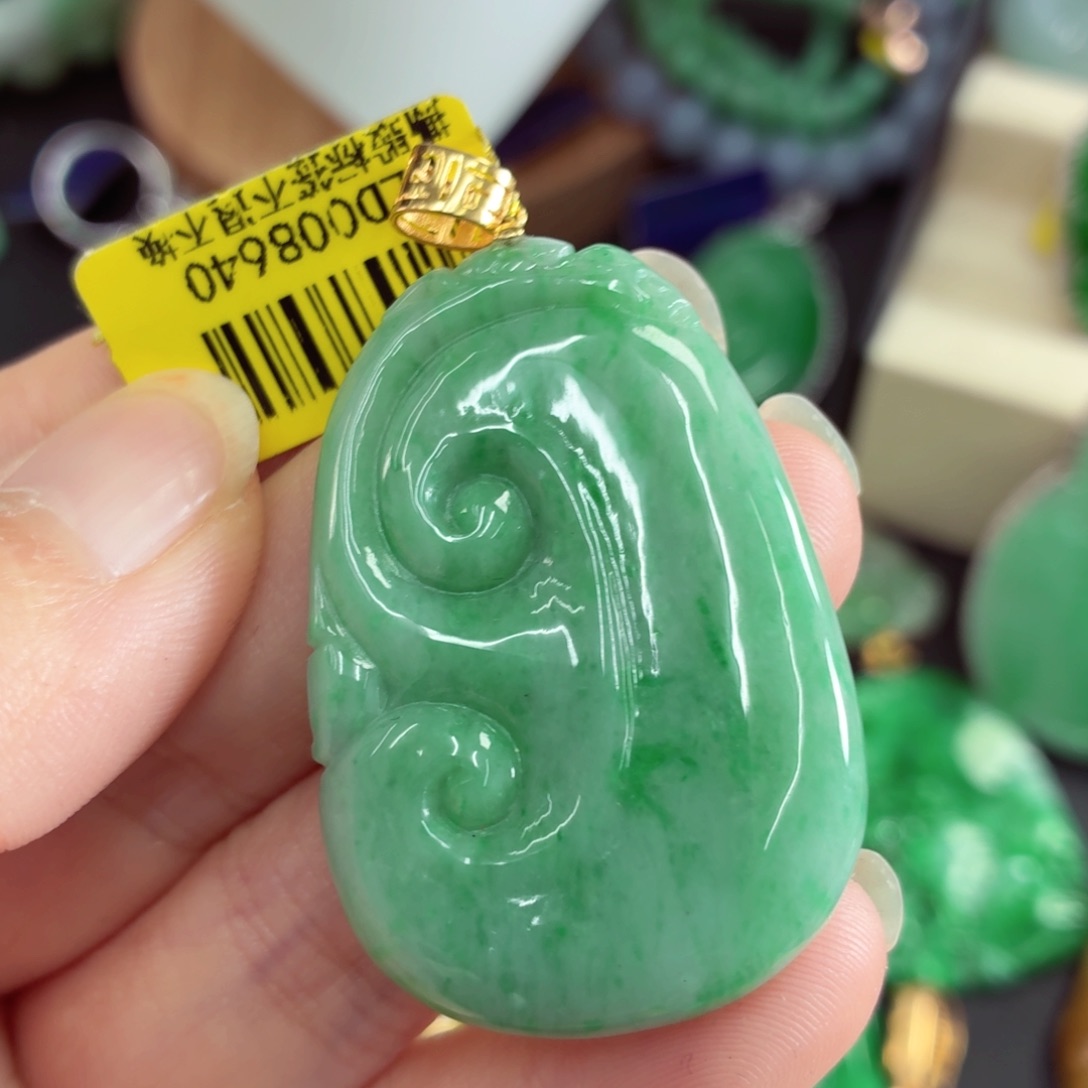 翡翠18K金镶嵌吊坠(不含链)