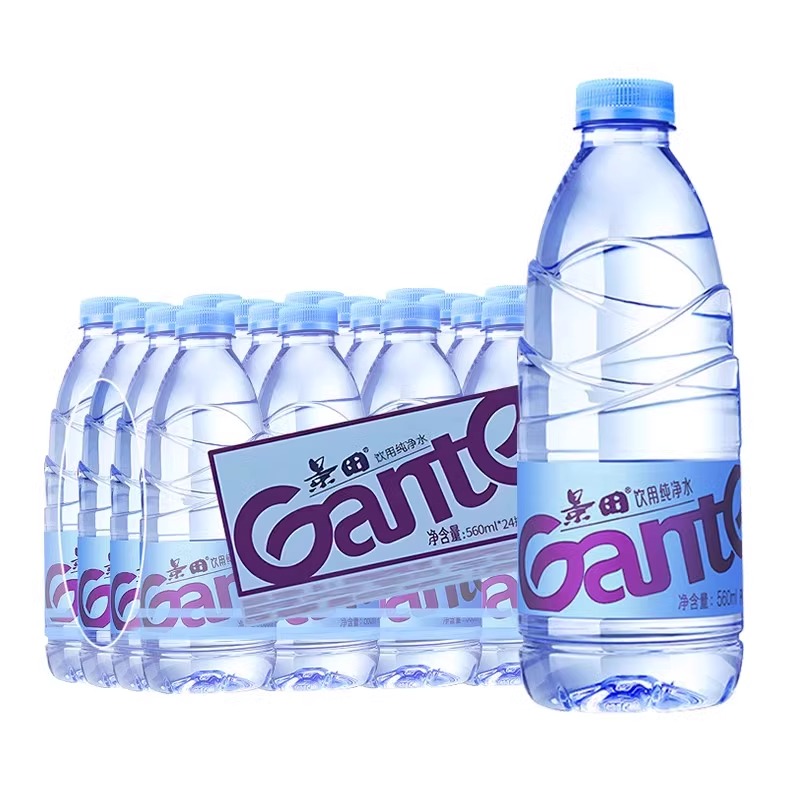 景田饮用纯净水560ml*24瓶整箱大瓶健康饮用水非矿泉水