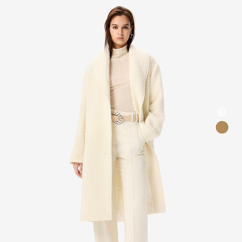 IRO Night 25冬季新款法式纯色西装领泰迪绒长款大衣外套