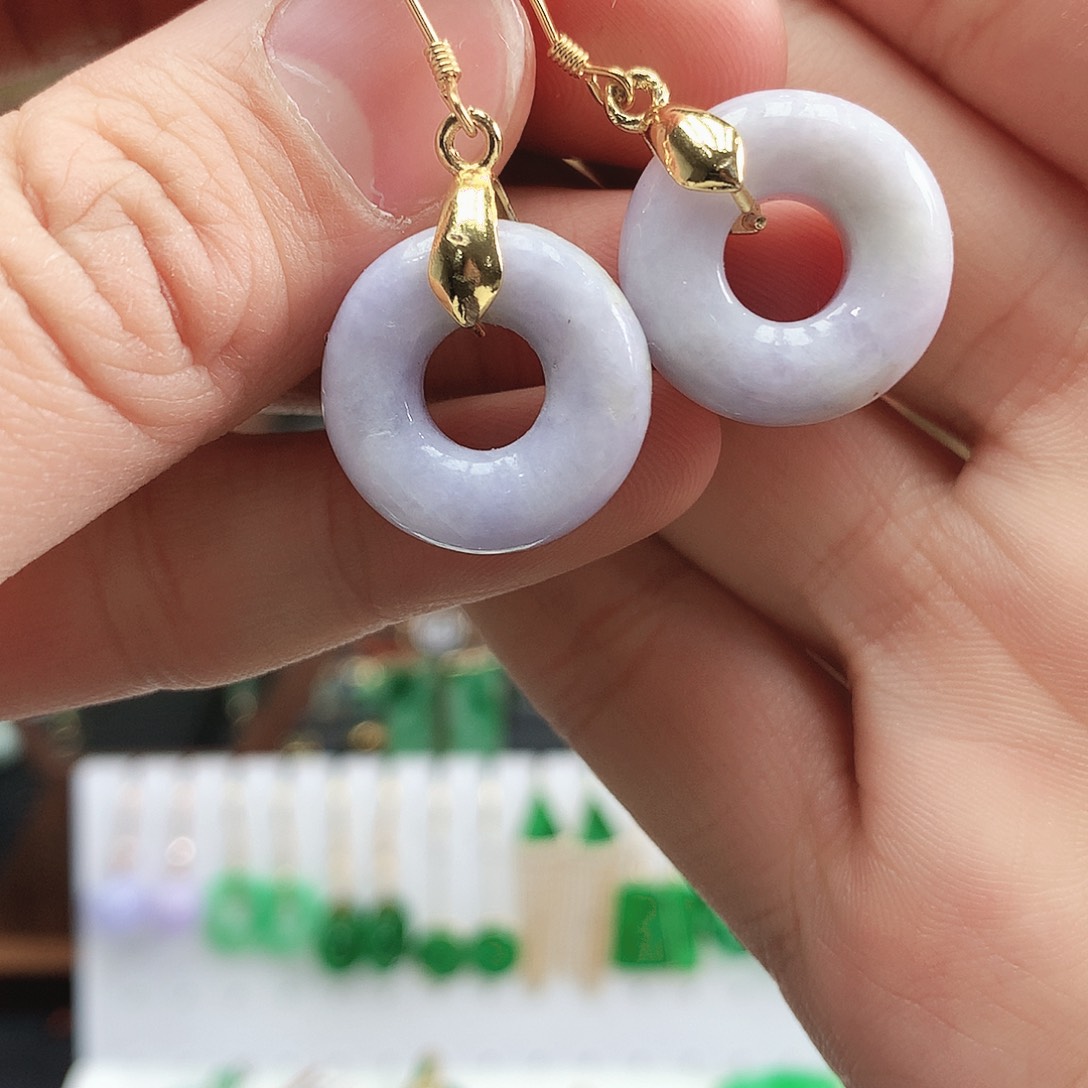 翡翠耳饰银S925镶嵌耳饰