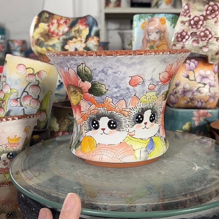 满38包邮 景德镇幸运花盆