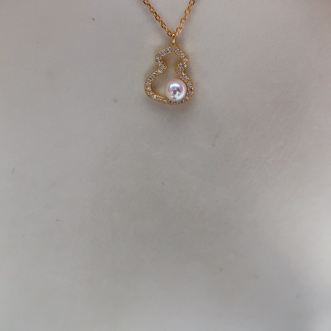 海水珍珠银S925镶嵌吊坠(赠链)4.5-5mm ak葫芦