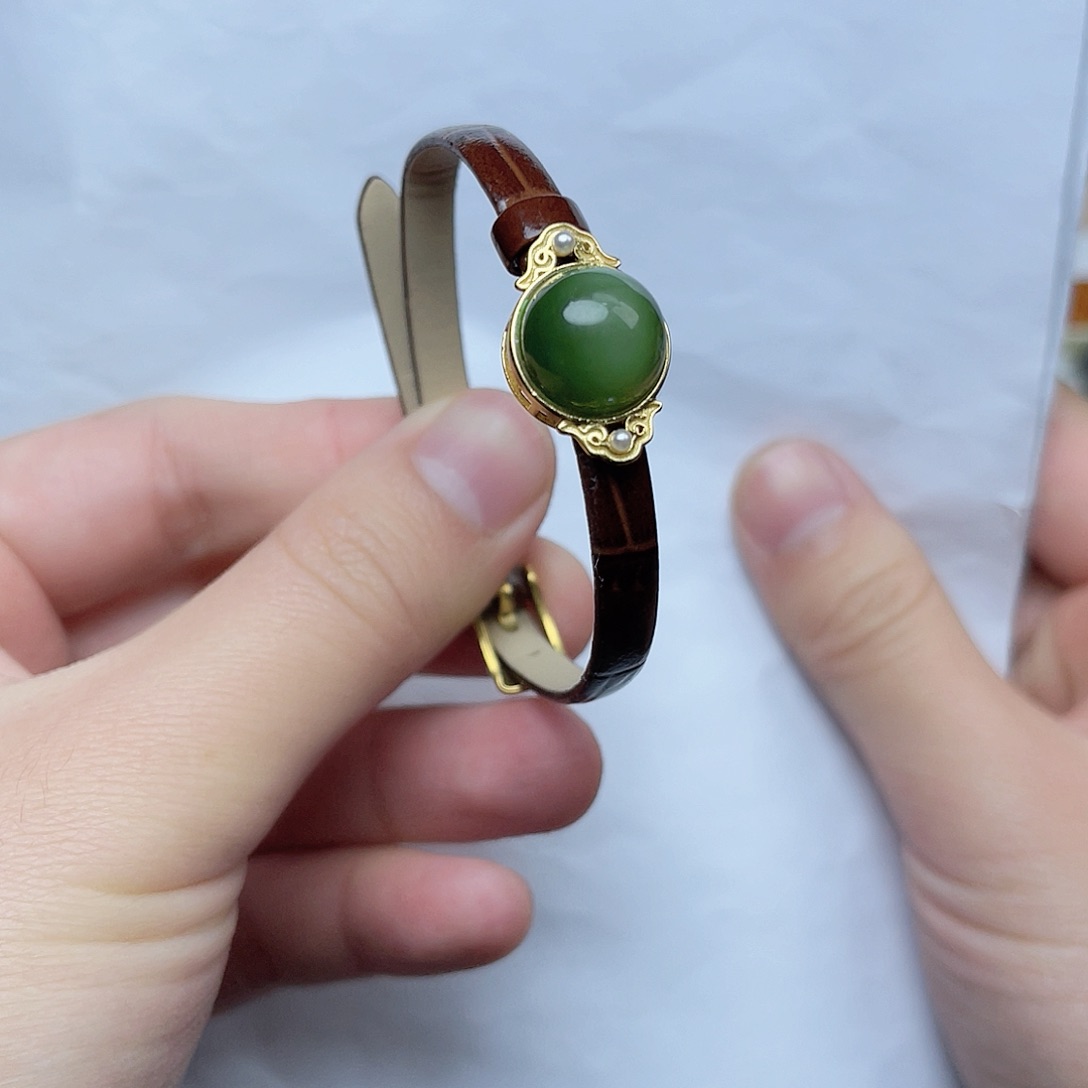 和田玉手链06银S925镶嵌