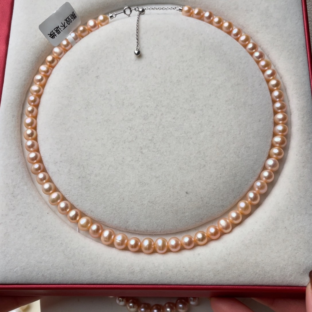 银S925镶嵌颈饰淡水珍珠7-8mm