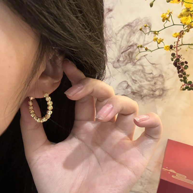 铜合金耳饰 超高版 高亮工艺金属风秋冬气质系耳圈 AE-9856