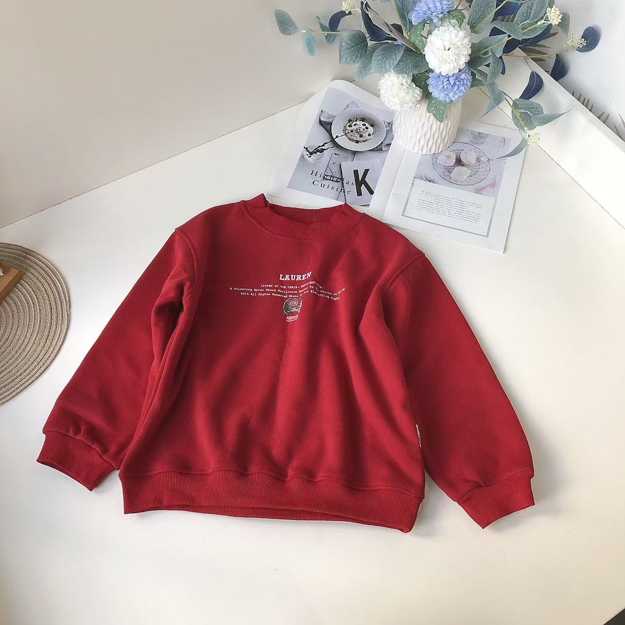 K22奇博年货儿童新款加绒卫衣（帽子字母款）