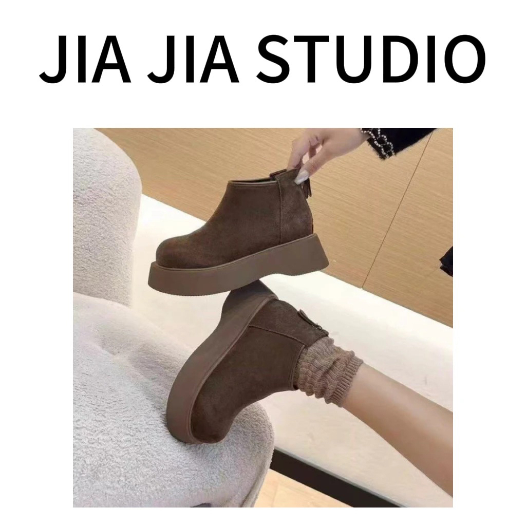 嘉嘉推荐#890【秋冬加绒加厚款】复古厚底勃肯短靴
