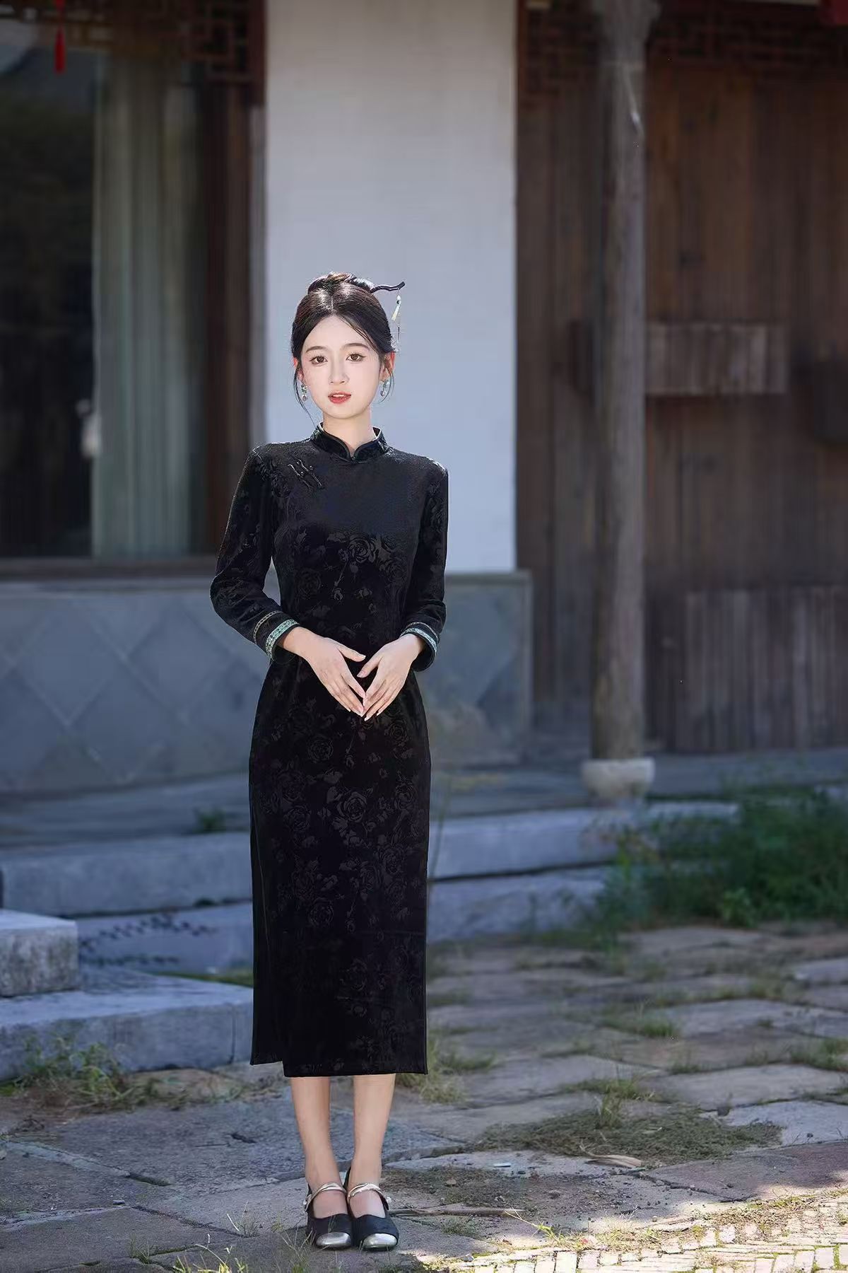 皖苏-2025年秋冬季新款加绒改良旗袍修身显瘦显气质