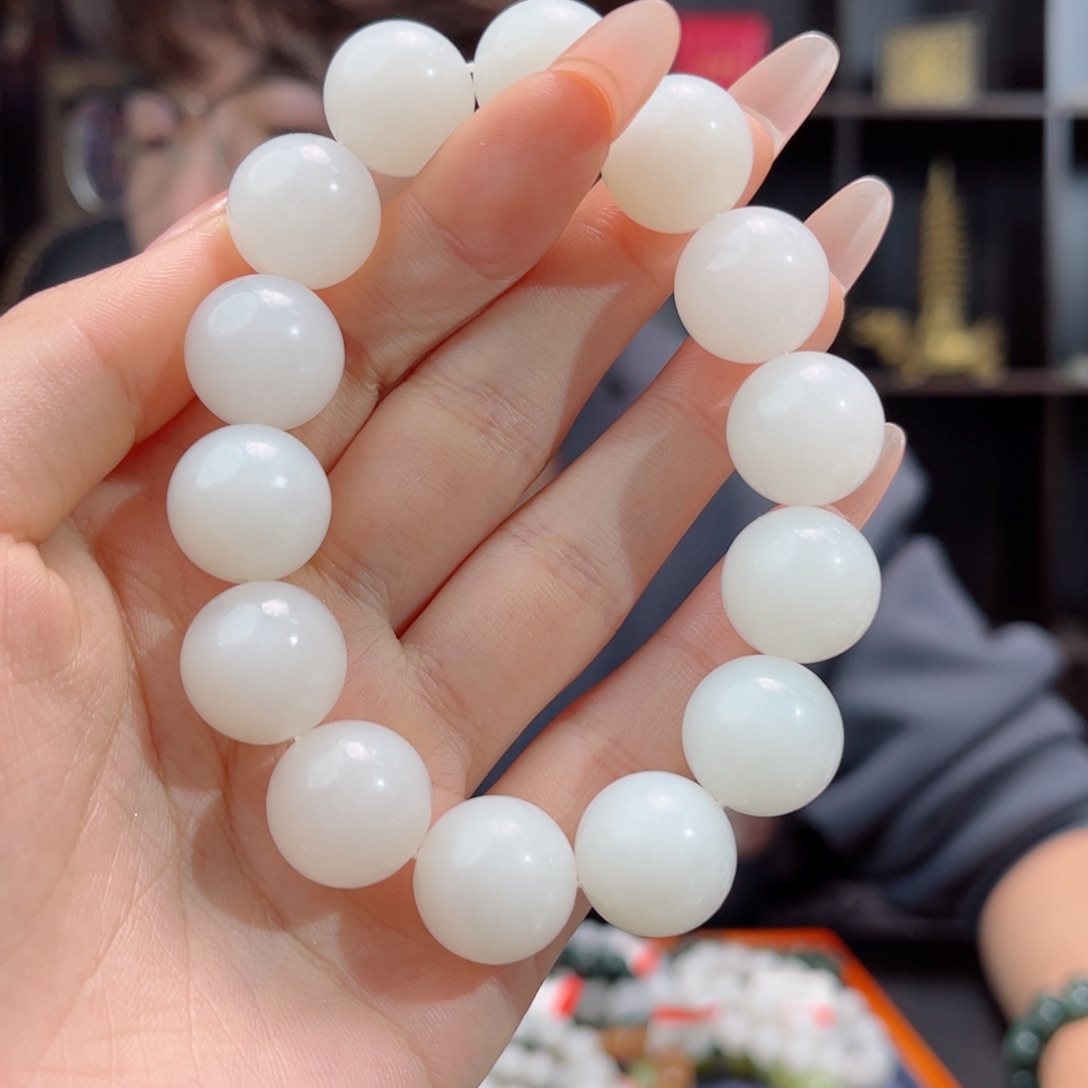 【闪购商品】和田玉手链未镶嵌新疆05年于阗16mm