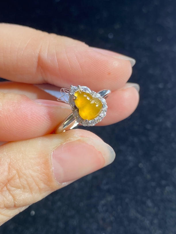 缅料天然翡翠a货葫芦戒指