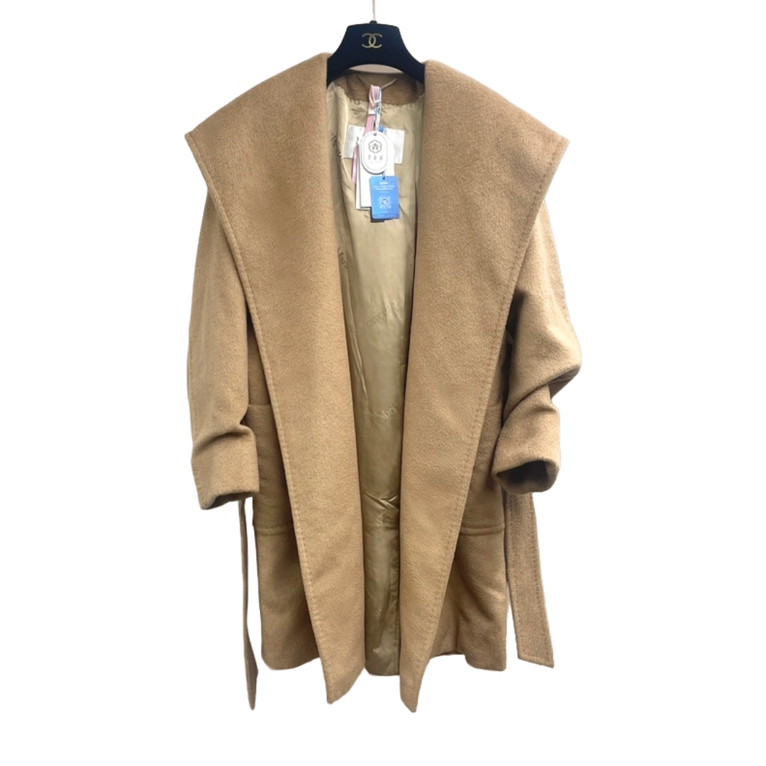 99新 MaxMara 青奢荟/165 88A/秋冬Rialto驼色连帽秋冬大衣/81000