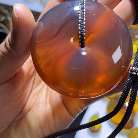 琥珀颈饰银S925镶嵌美****冰