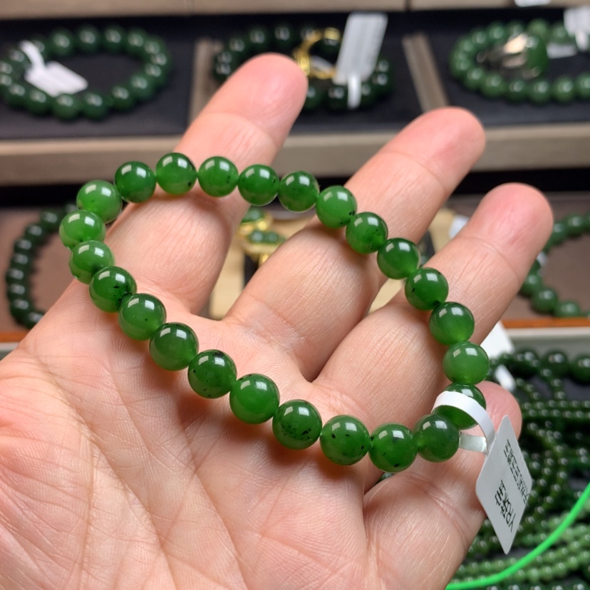 【闪购商品】和田玉（碧玉）手串未镶嵌8mm染录放漏