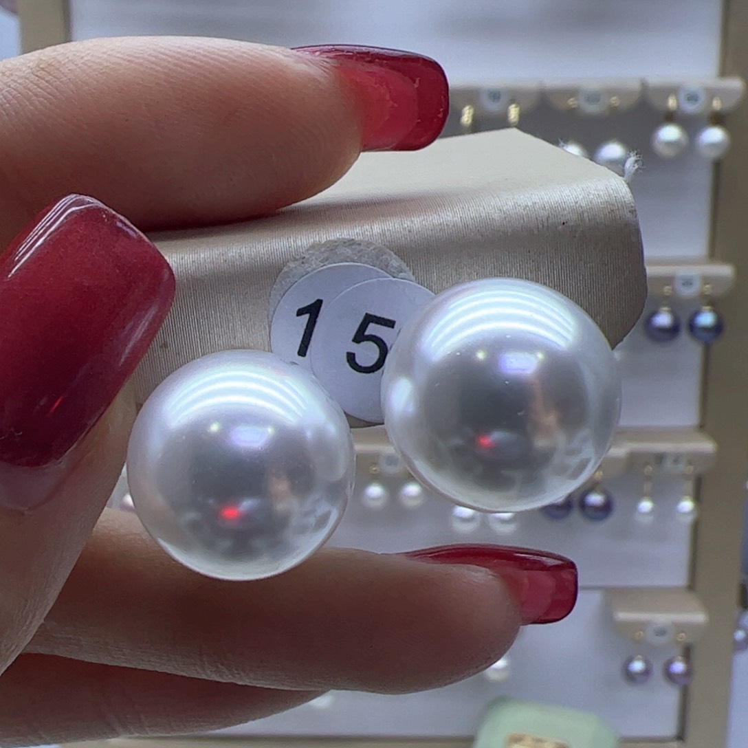 淡水珍珠耳饰18K金镶嵌