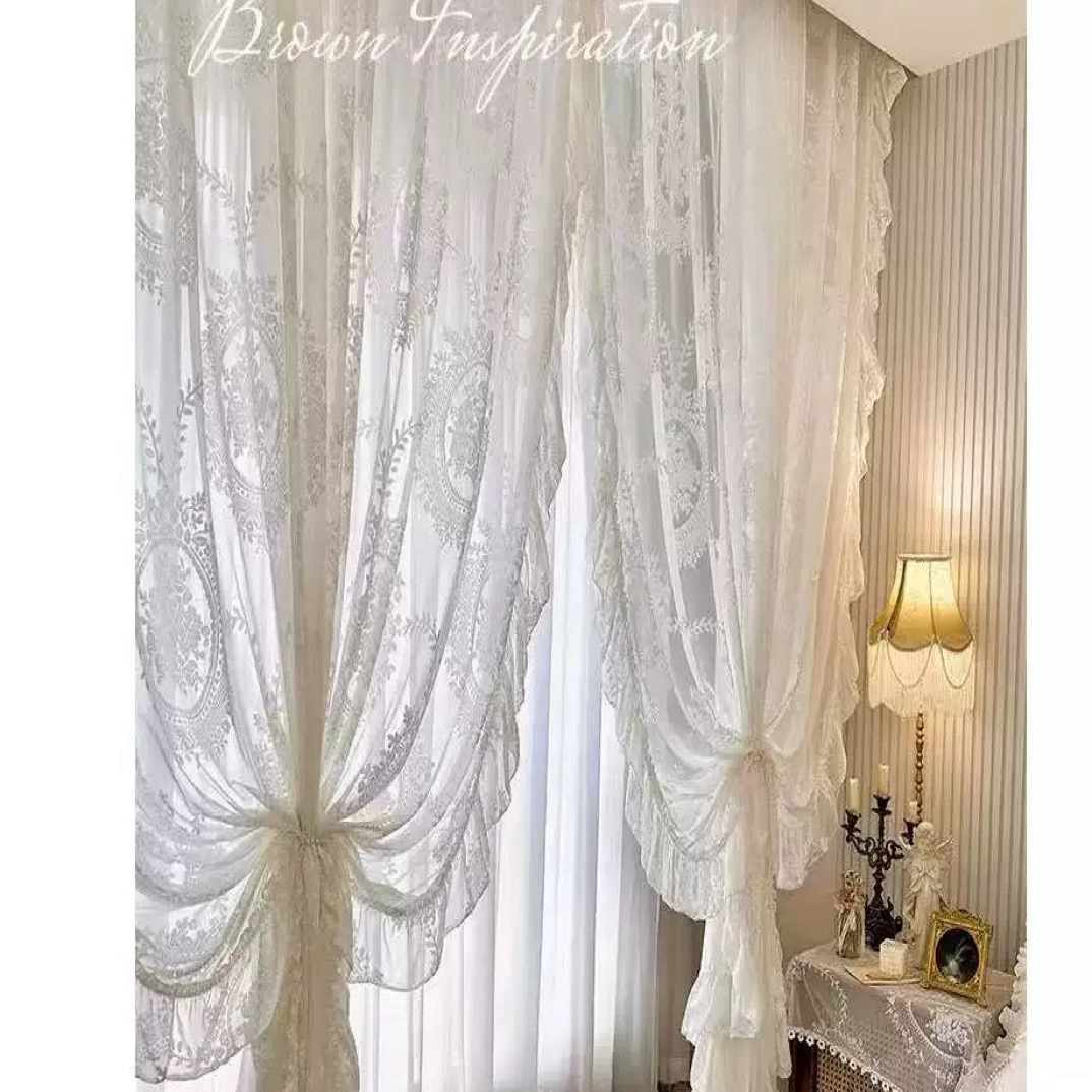 法式洛丽塔浪漫窗纱透光不透人卧室