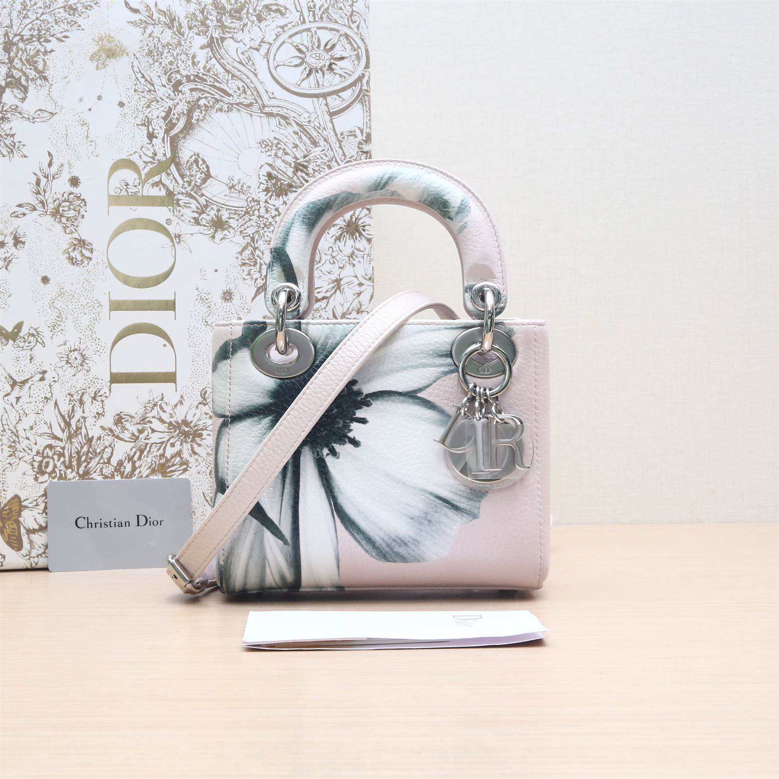 95新 DIOR/迪奥 单肩包 戴妃包 三格 粉色 2014 P244590165