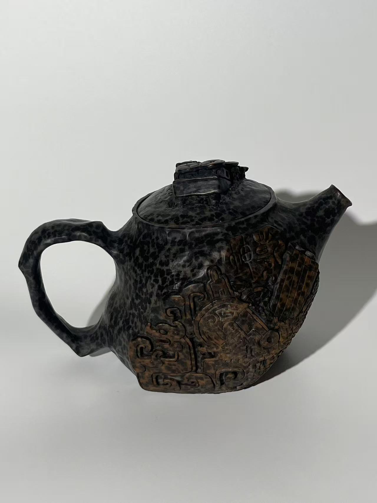 锦绣中华250cc 冰碛岩手工雕刻石头茶壶随型豹纹石壶容量茶器