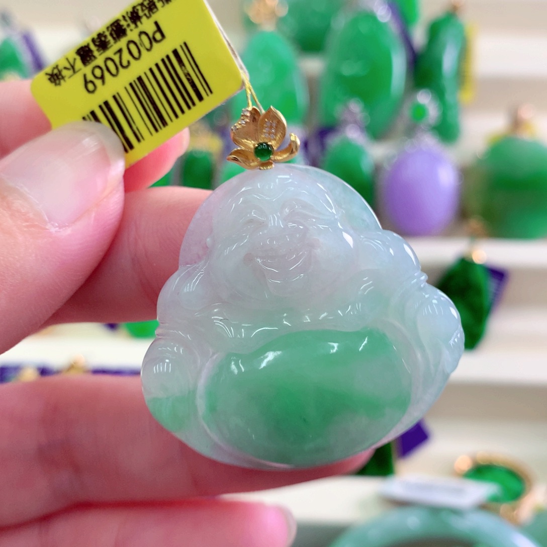 吊坠(不含链)18K金镶嵌翡翠