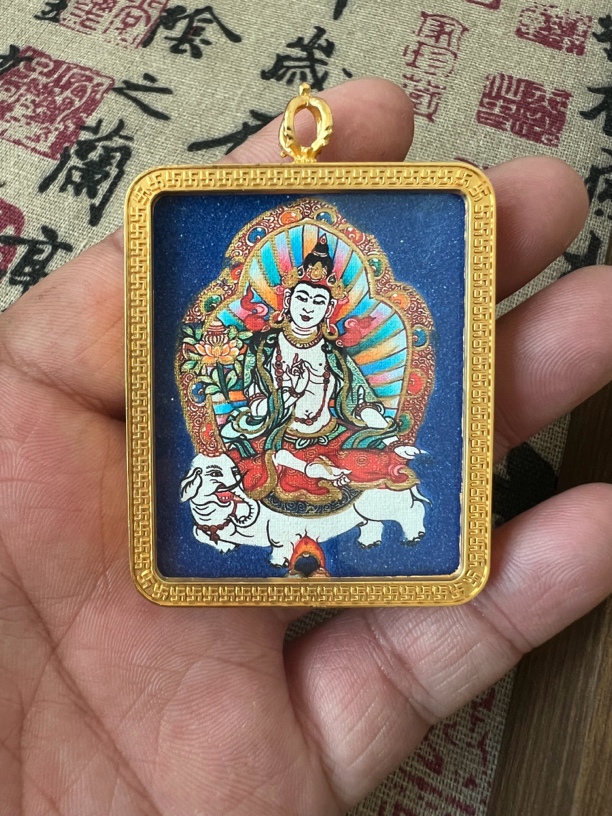 龙，蛇，高定蓝靛石普贤