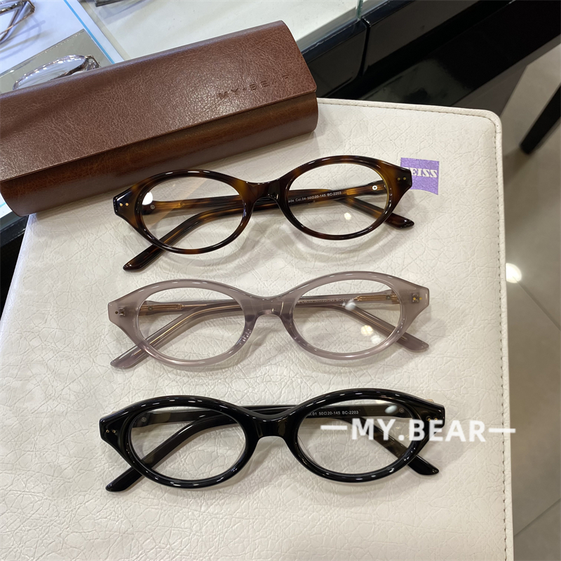 2025新品书呆子眼镜框玳瑁黑框方圆脸猫眼窄框板材高品质博主眼镜