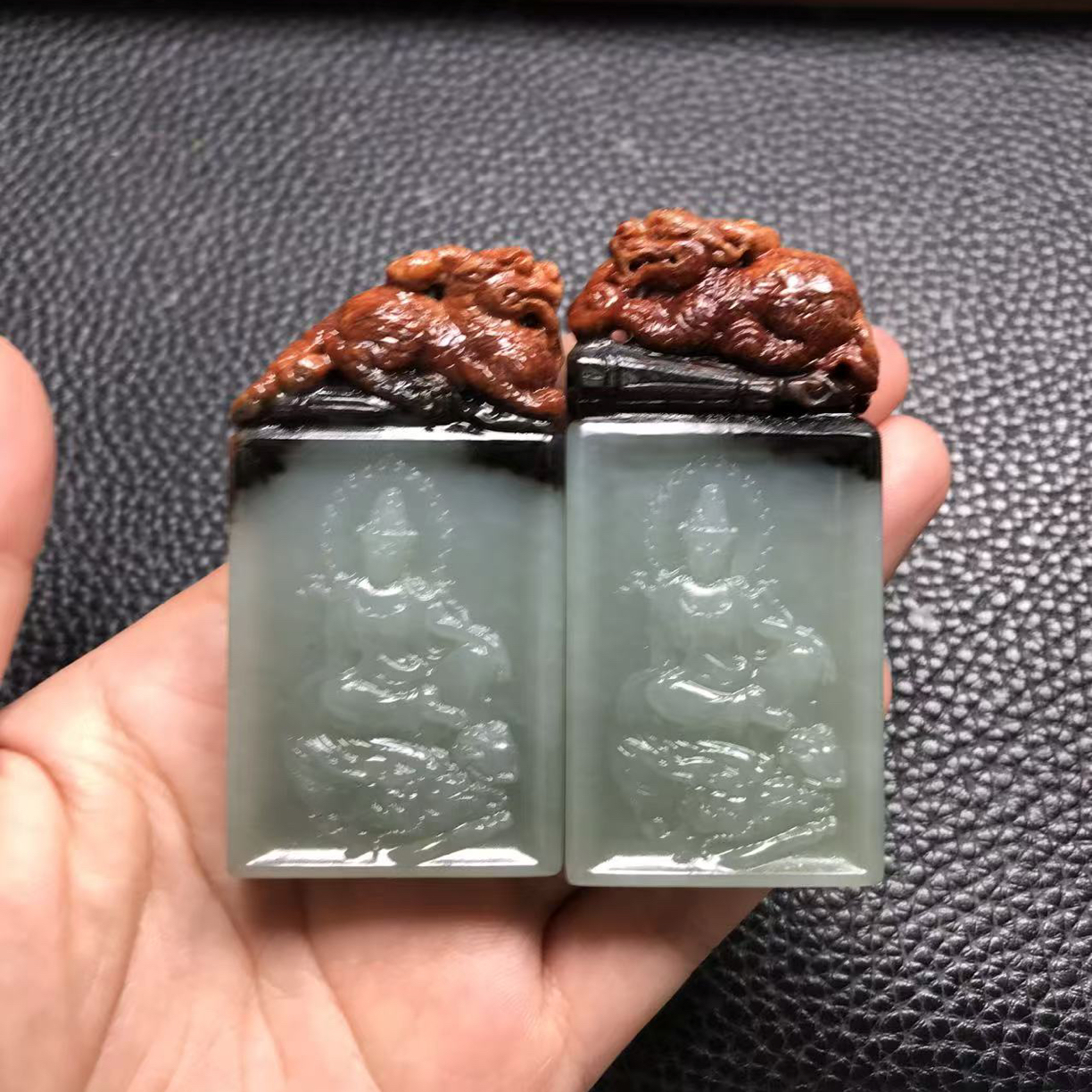 和田玉观音牌，实物漂亮