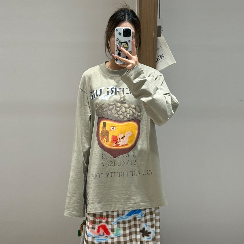 【现货】cheeriupi设计师新款25秋季松鼠的橡果屋长袖T恤